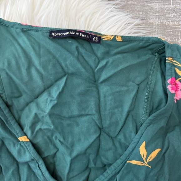 ABERCROMBIE & FITCH Green Floral Print Faux Wrap Dress - Picture 3 of 6